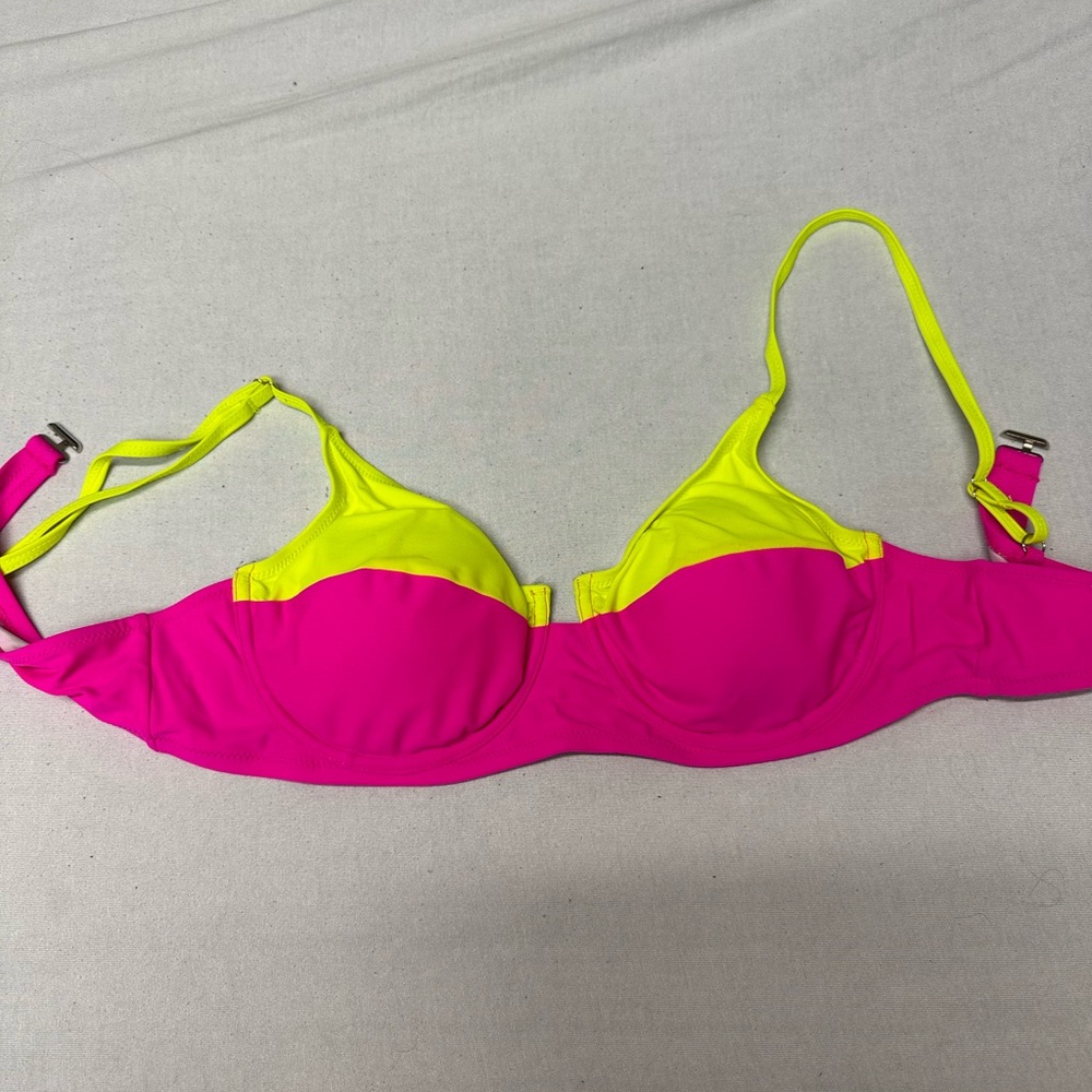Vibrant Pink and Yellow Women's Swim Top
